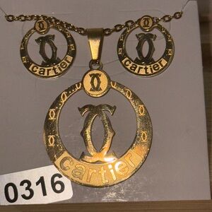 Stainless Steel Gold Necklace and Earring Set WILL NOT TARNISH